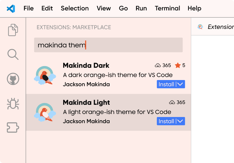 Makinda Theme VS Code Search